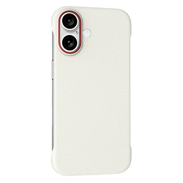For iPhone 16 Case Borderless Slim Anti Drop Leather Texture PC Phone Back Cover - Apricot - 1