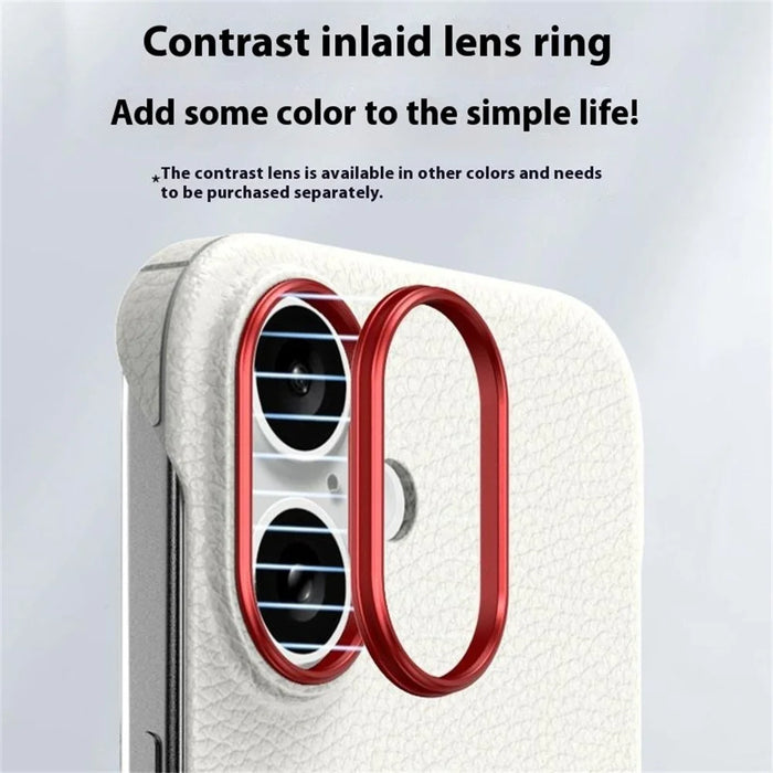 For iPhone 16 Case Borderless Slim Anti Drop Leather Texture PC Phone Back Cover - Apricot - 6