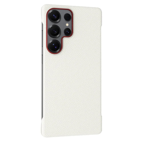 For Samsung Galaxy S25 Ultra Case Borderless Slim Anti Drop Leather Texture PC Phone Back Cover - Apricot - 1