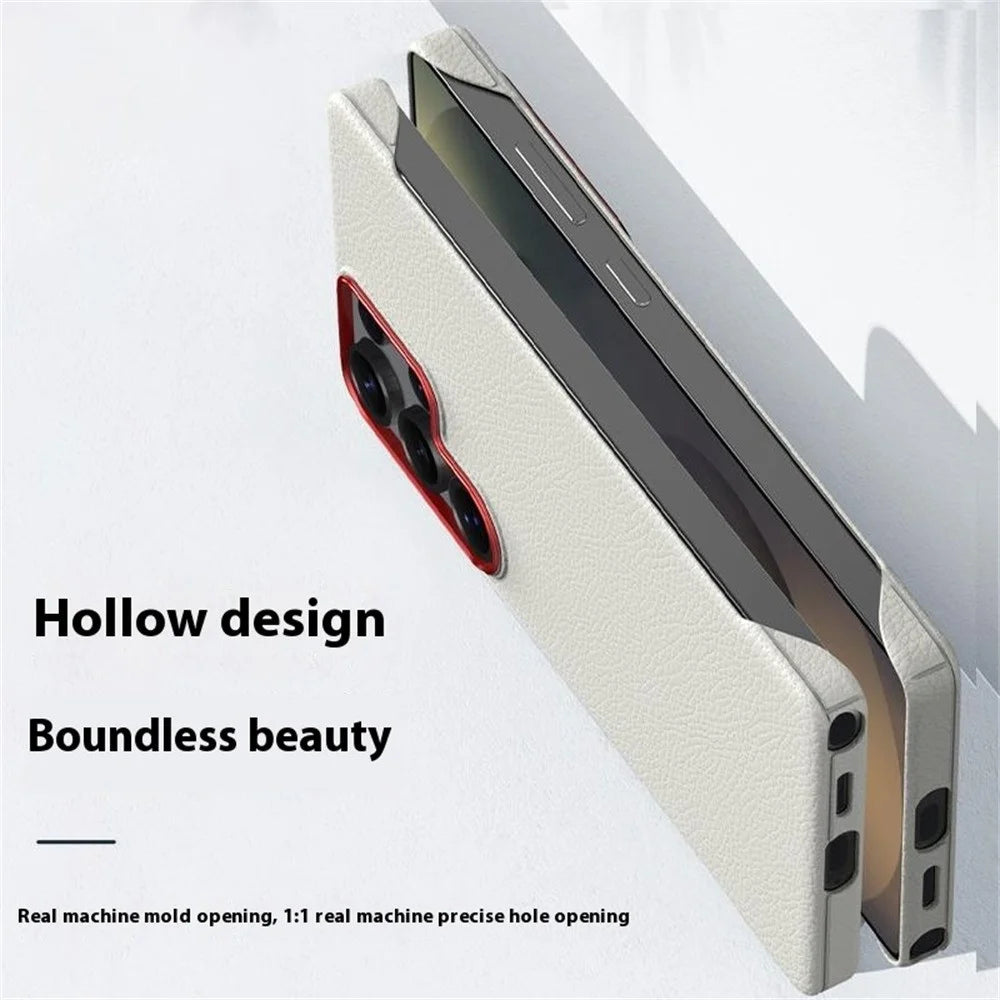 For Samsung Galaxy S25 Ultra Case Borderless Slim Anti Drop Leather Texture PC Phone Back Cover - Apricot - 2