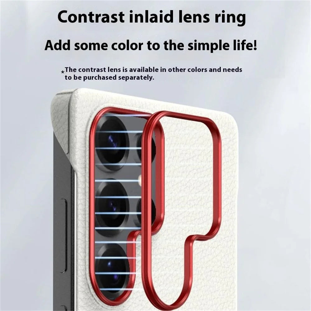For Samsung Galaxy S25 Ultra Case Borderless Slim Anti Drop Leather Texture PC Phone Back Cover - Apricot - 6