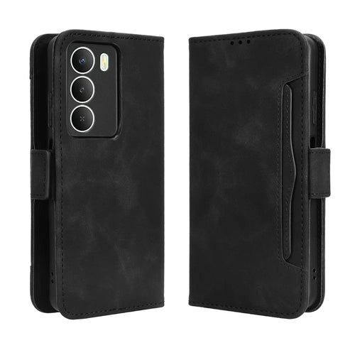 For Realme C73 5G / 14x 5G / V70 5G / V70s 5G Leather Case Phone Wallet Cover with Multiple Card Slots - Black - 1