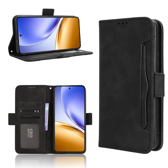 For Realme 14T 5G / Realme 14 5G Leather Case Phone Wallet Cover with Multiple Card Slots - Black - 2