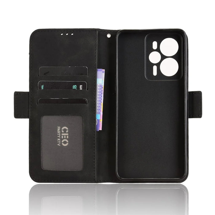 For Realme 14T 5G / Realme 14 5G Leather Case Phone Wallet Cover with Multiple Card Slots - Black - 6