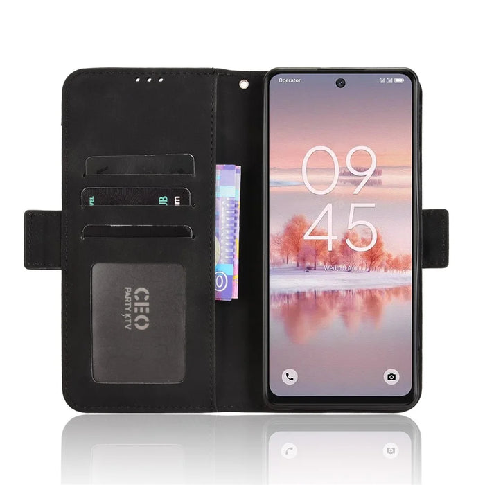 For TCL 60 NxtPaper 4G Leather Case Phone Wallet Cover with Multiple Card Slots - Black - 7
