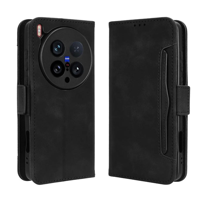 For vivo X200 Ultra 5G Leather Case Phone Wallet Cover with Multiple Card Slots - Black - 1