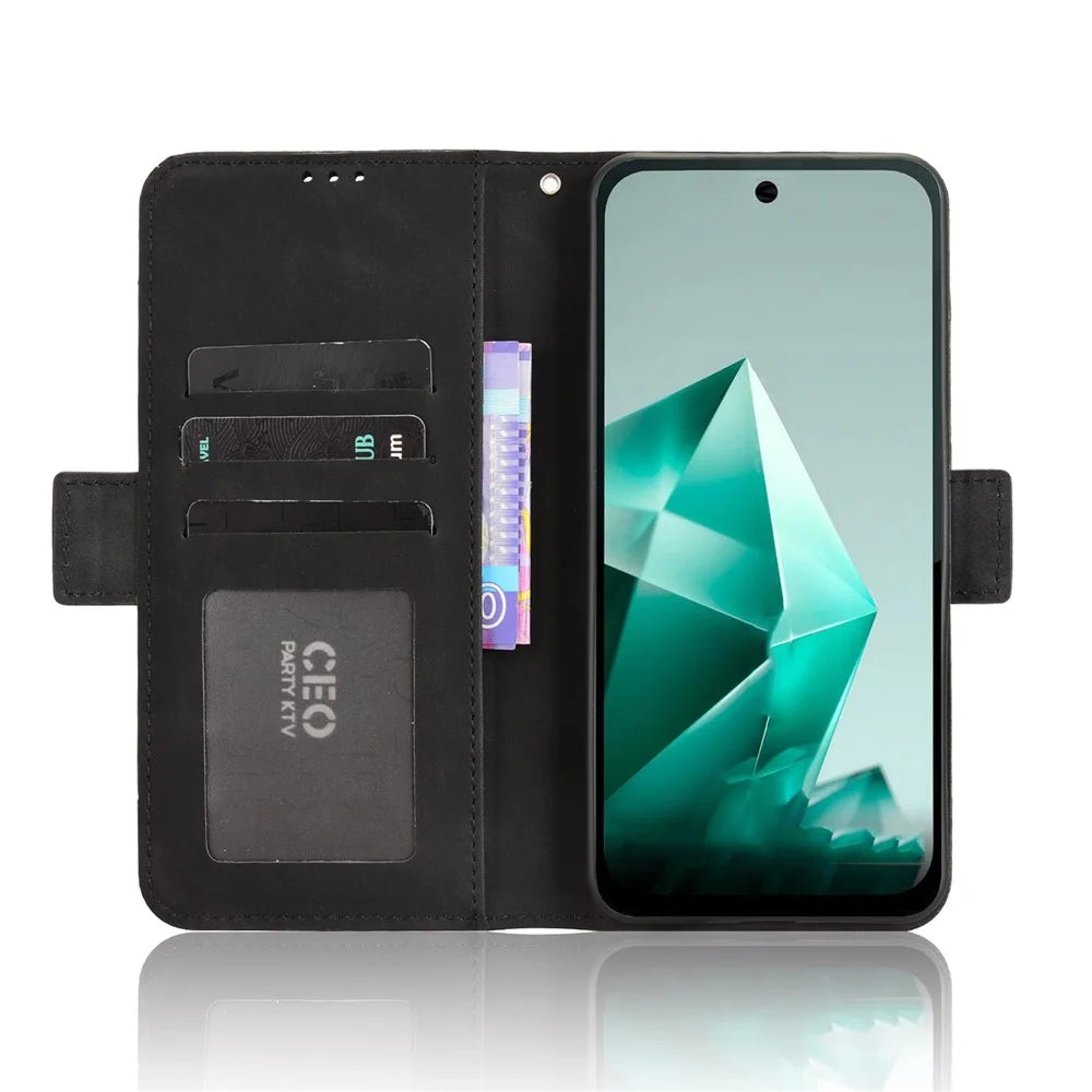 For Infinix Note 50x 5G Leather Case Phone Wallet Cover with Multiple Card Slots - Black - 7