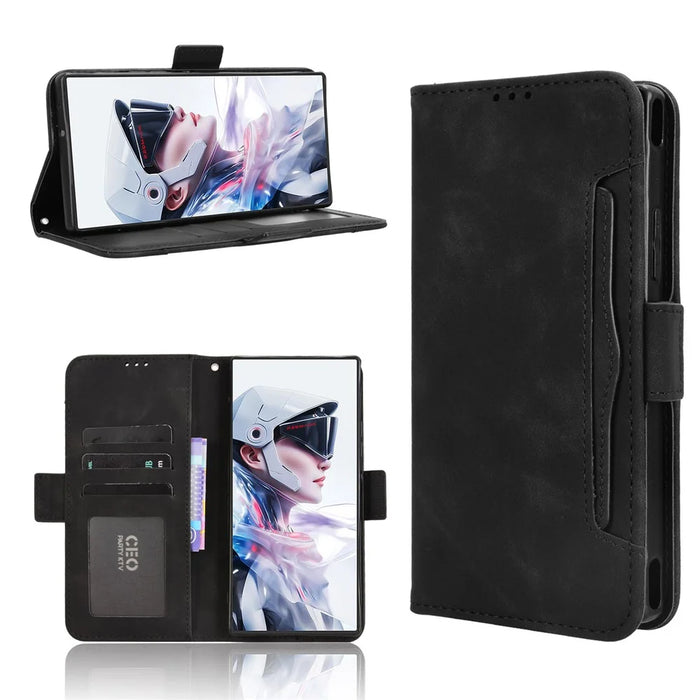 For ZTE nubia RedMagic 10 Air 5G Leather Case Phone Wallet Cover with Multiple Card Slots - Black - 2