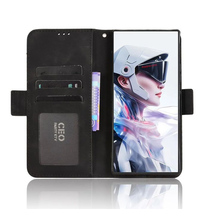 For ZTE nubia RedMagic 10 Air 5G Leather Case Phone Wallet Cover with Multiple Card Slots - Black - 7