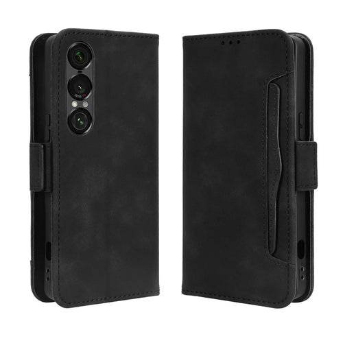 For Sony Xperia 1 VII Leather Case Phone Wallet Cover with Multiple Card Slots - Black - 1