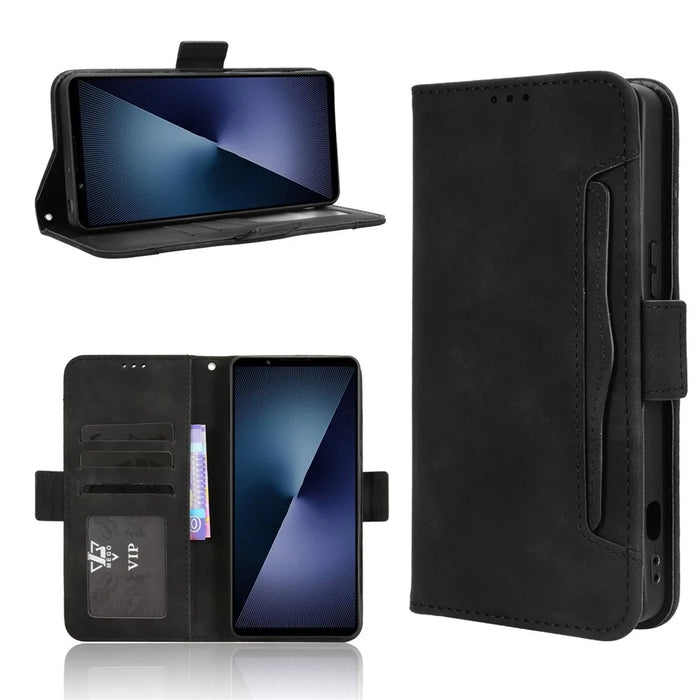 For Sony Xperia 1 VII Leather Case Phone Wallet Cover with Multiple Card Slots - Black - 2