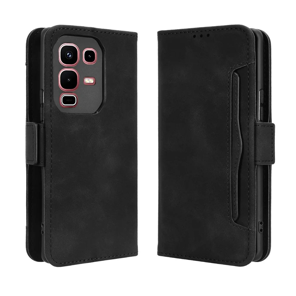 For Infinix Note 50s 5G Leather Case Phone Wallet Cover with Multiple Card Slots - Black - 1
