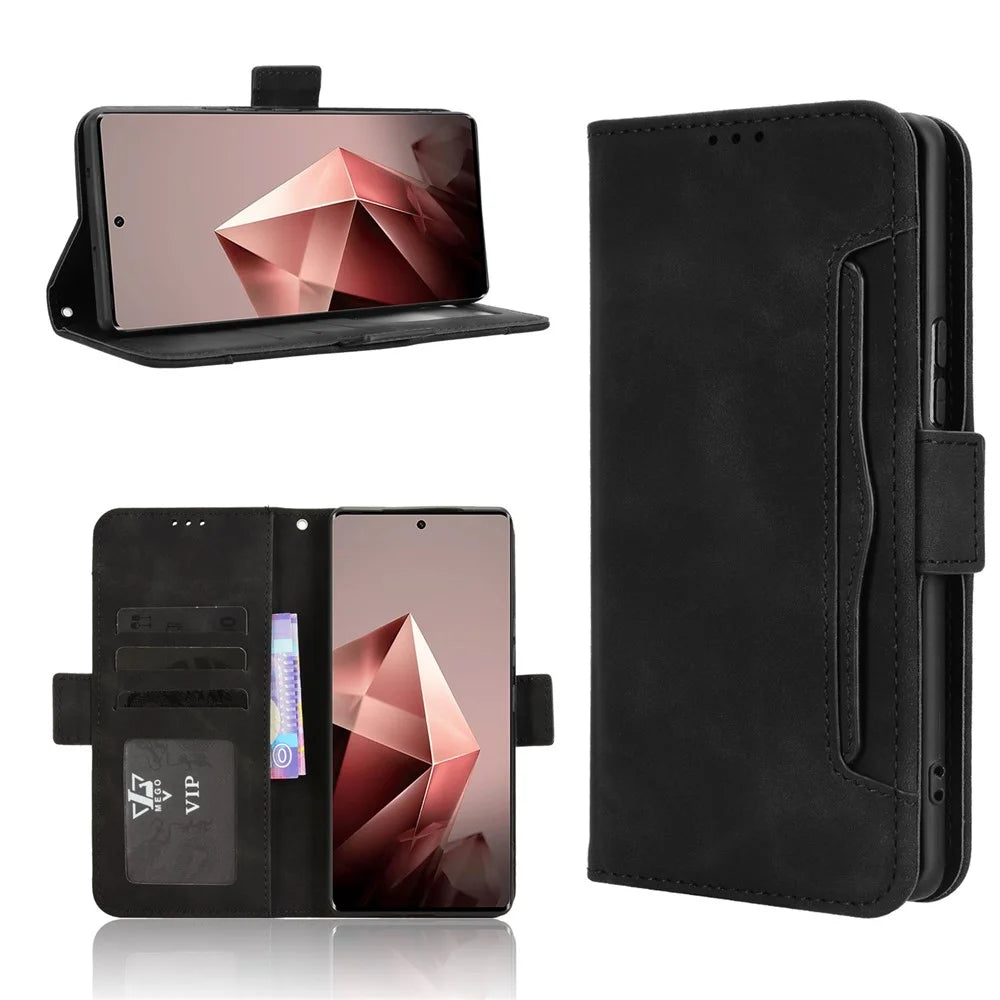 For Infinix Note 50s 5G Leather Case Phone Wallet Cover with Multiple Card Slots - Black - 2