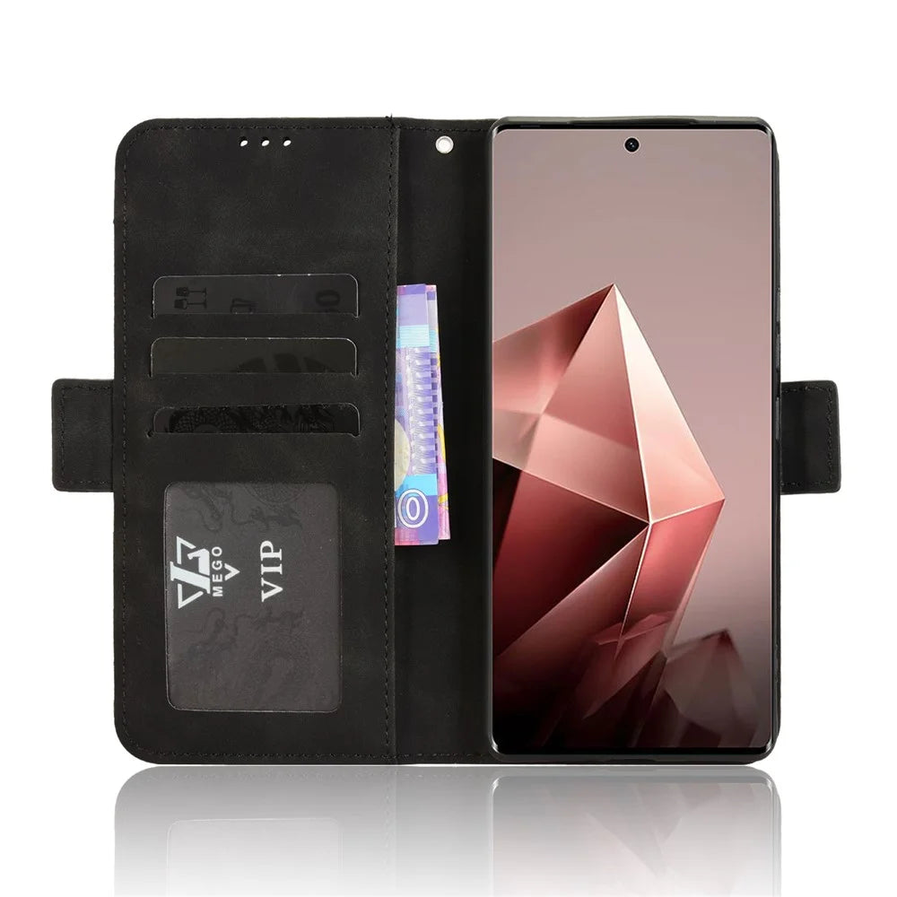 For Infinix Note 50s 5G Leather Case Phone Wallet Cover with Multiple Card Slots - Black - 7