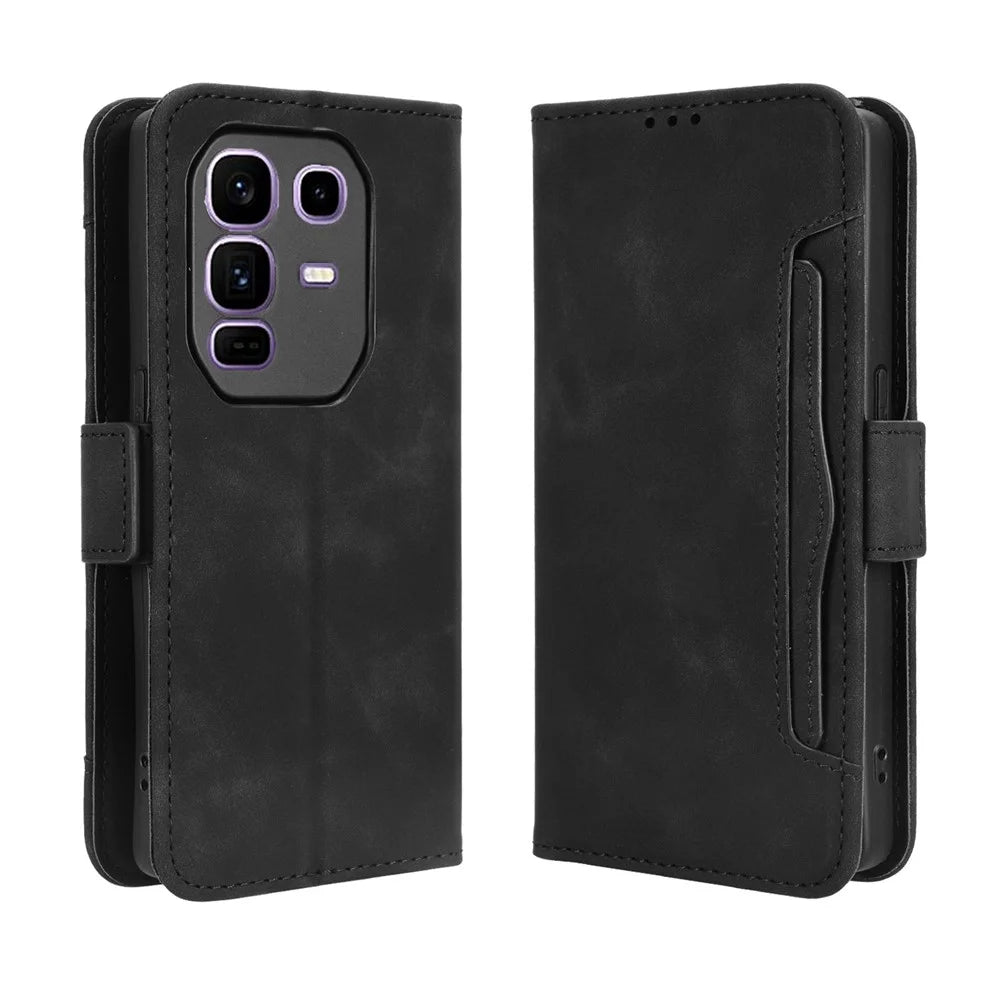 For Infinix Note 50 Pro+ 5G Leather Case Phone Wallet Cover with Multiple Card Slots - Black - 1