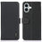 KHAZNEH For iPhone 17 Case Litchi Texture Genuine Cow Leather Flip Phone Cover - Black - 1