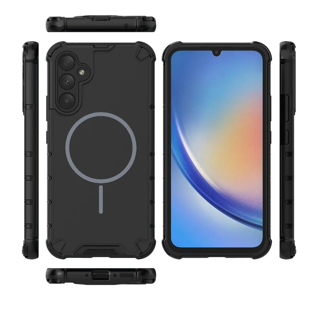 For Samsung Galaxy A34 5G Magnetic Case Heat Dissipation Shockproof TPU + PC Phone Back Cover - Black - 3