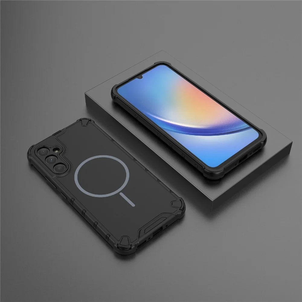 For Samsung Galaxy A34 5G Magnetic Case Heat Dissipation Shockproof TPU + PC Phone Back Cover - Black - 4