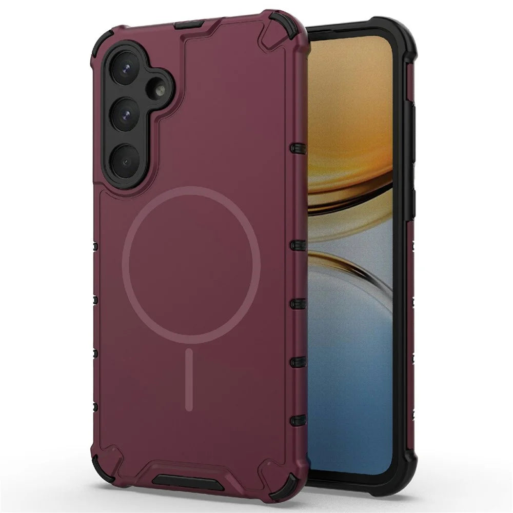 For Samsung Galaxy A55 5G Magnetic Case Heat Dissipation Shockproof TPU + PC Phone Back Cover - Purple - 1