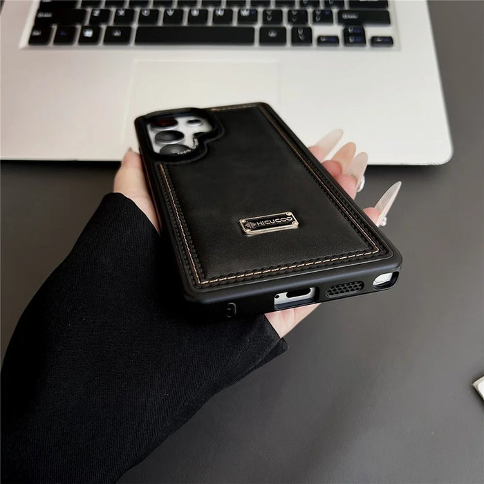 For Samsung Galaxy S25 Ultra Case PC + PU Leather Shockproof Phone Back Cover - Coffee - 4