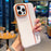 For iPhone 16 Pro Max Case Splicing PC + PU Leather Phone Back Cover with Metal Lens Ring  /  Buttons - White - 1