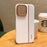 For iPhone 16 Pro Max Case Splicing PC + PU Leather Phone Back Cover with Metal Lens Ring  /  Buttons - White - 2
