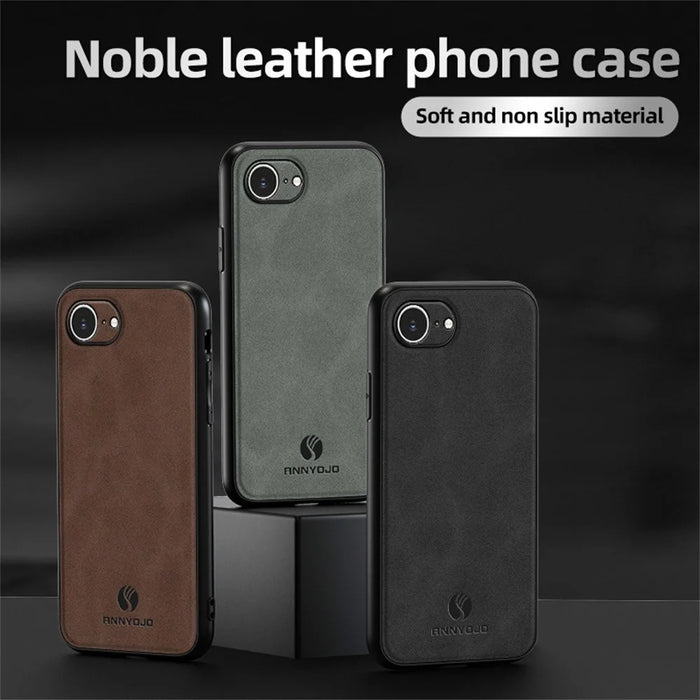 ANNYOJO For iPhone 17e / 16e Case PU Leather + PC + TPU Anti Drop Phone Back Cover - Black - 3