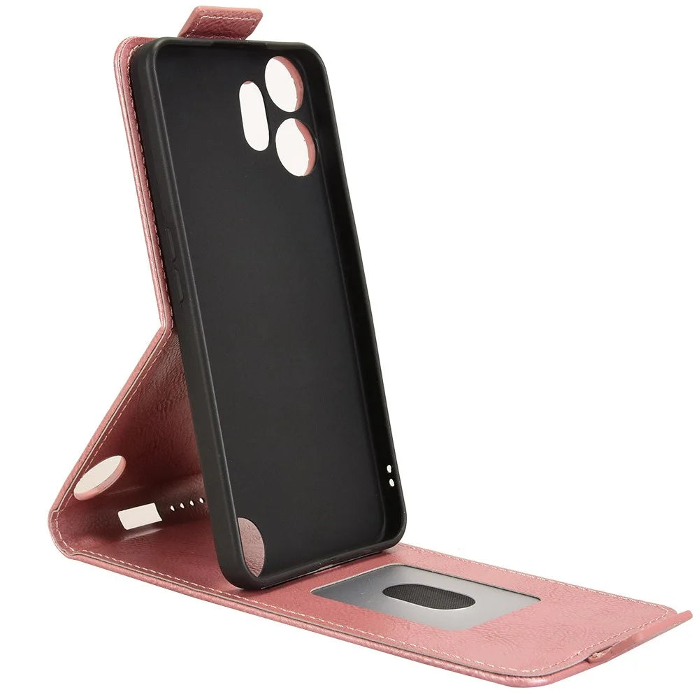 For Nothing CMF Phone 2 Pro Stand Case Magnetic Clasp Vertical Flip Leather Phone Cover with Card Holder - Rose Gold - 3