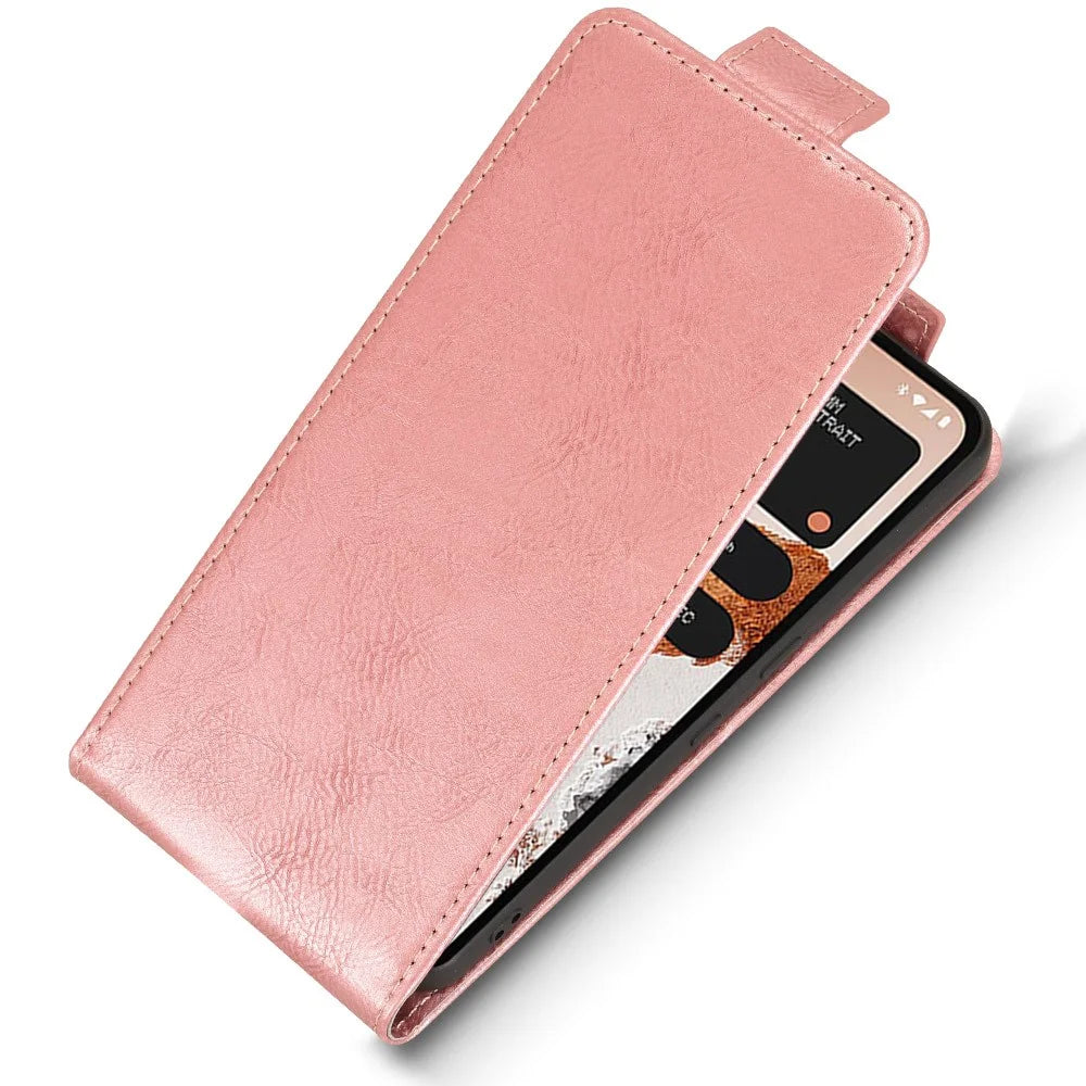For Nothing CMF Phone 2 Pro Stand Case Magnetic Clasp Vertical Flip Leather Phone Cover with Card Holder - Rose Gold - 5