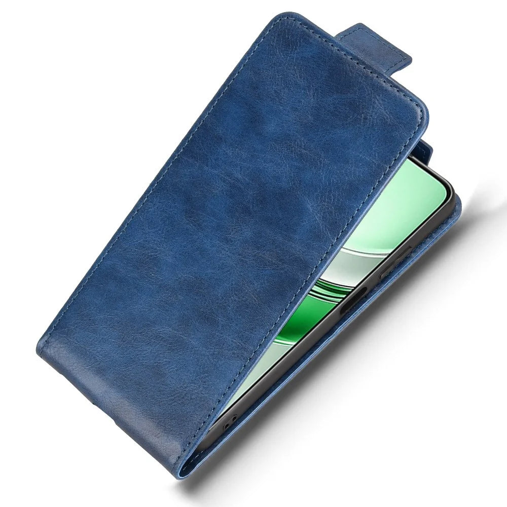 Stand Case For Realme 14x 5G  /  V70s 5G  /  V70 5G Magnetic Clasp Vertical Flip Leather Phone Cover with Card Holder - Dark Blue - 5