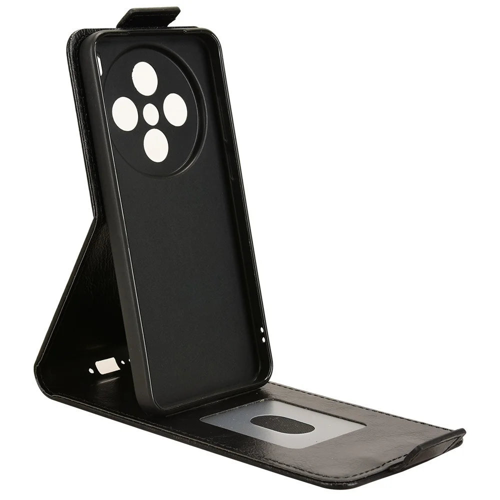 For vivo X200s 5G Stand Case Magnetic Clasp Vertical Flip Leather Phone Cover with Card Holder - Black - 3