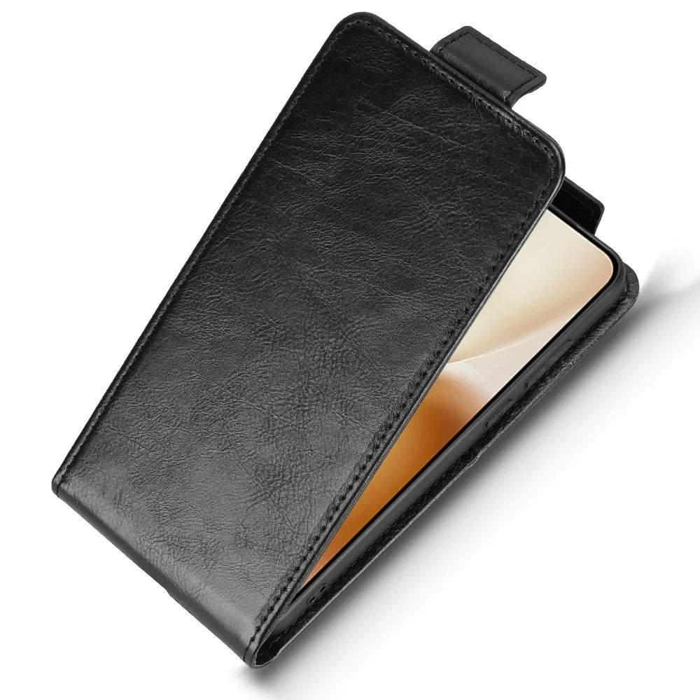 For vivo X200s 5G Stand Case Magnetic Clasp Vertical Flip Leather Phone Cover with Card Holder - Black - 5