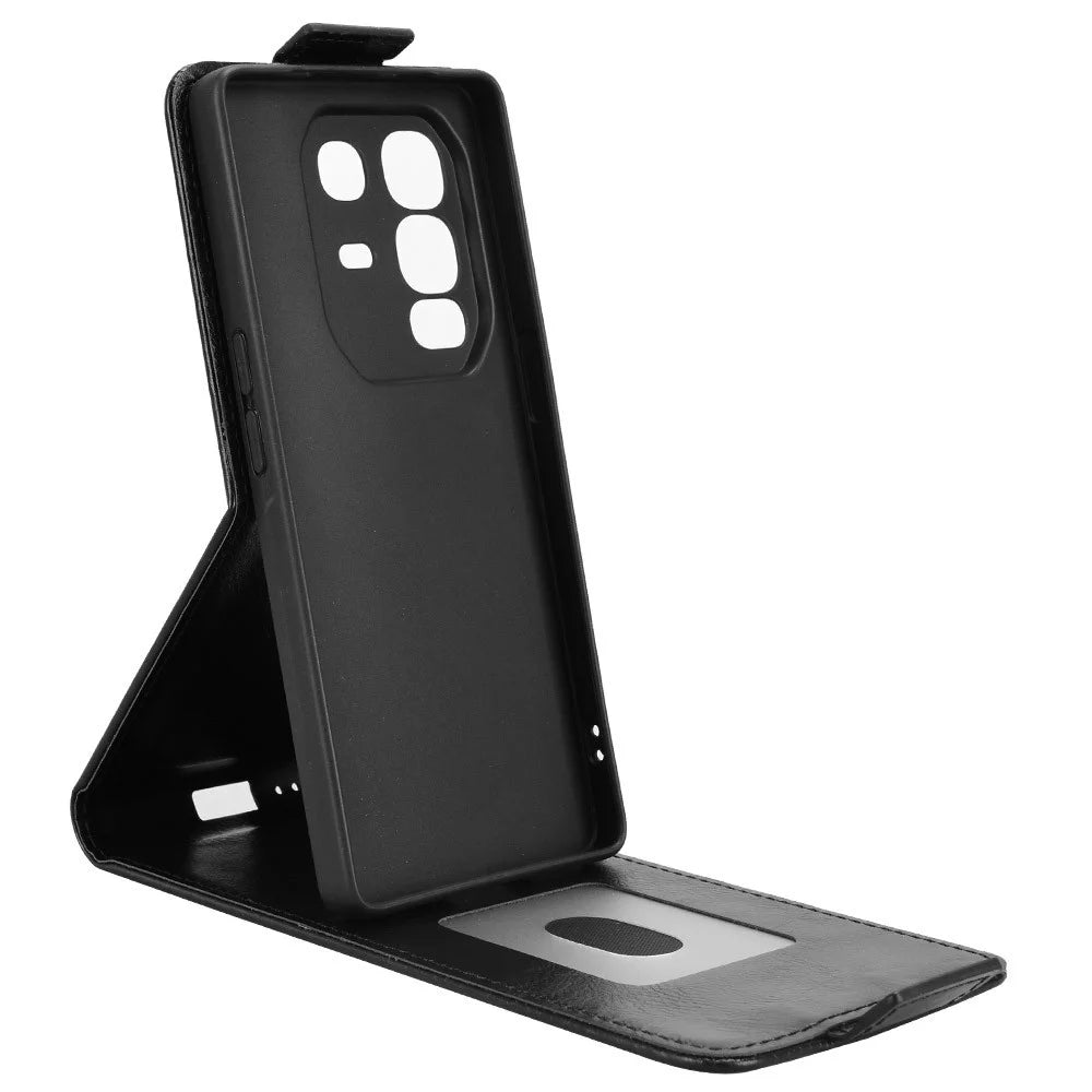For Infinix Note 50 Pro+ 5G Stand Case Magnetic Clasp Vertical Flip Leather Phone Cover with Card Holder - Black - 3