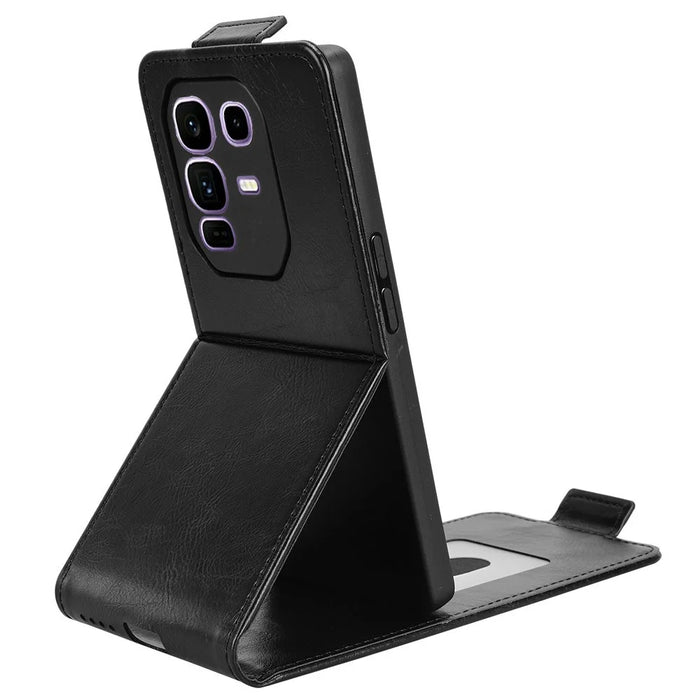 For Infinix Note 50 Pro+ 5G Stand Case Magnetic Clasp Vertical Flip Leather Phone Cover with Card Holder - Black - 4