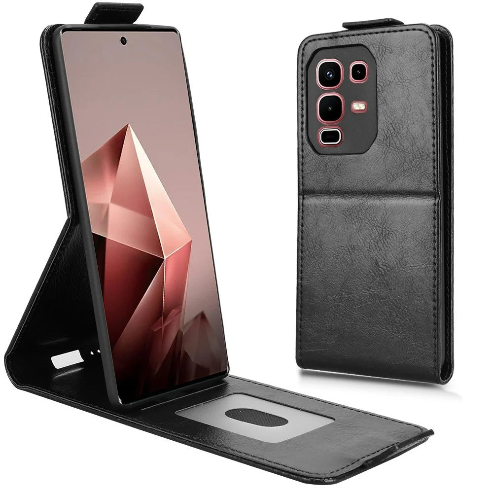 For Infinix Note 50s 5G X6870 Stand Case Magnetic Clasp Vertical Flip Leather Phone Cover with Card Holder - Black - 2