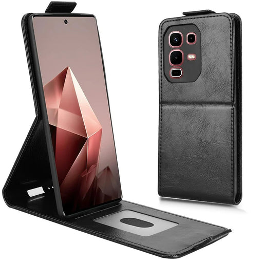 For Infinix Note 50s 5G X6870 Stand Case Magnetic Clasp Vertical Flip Leather Phone Cover with Card Holder - Black - 2