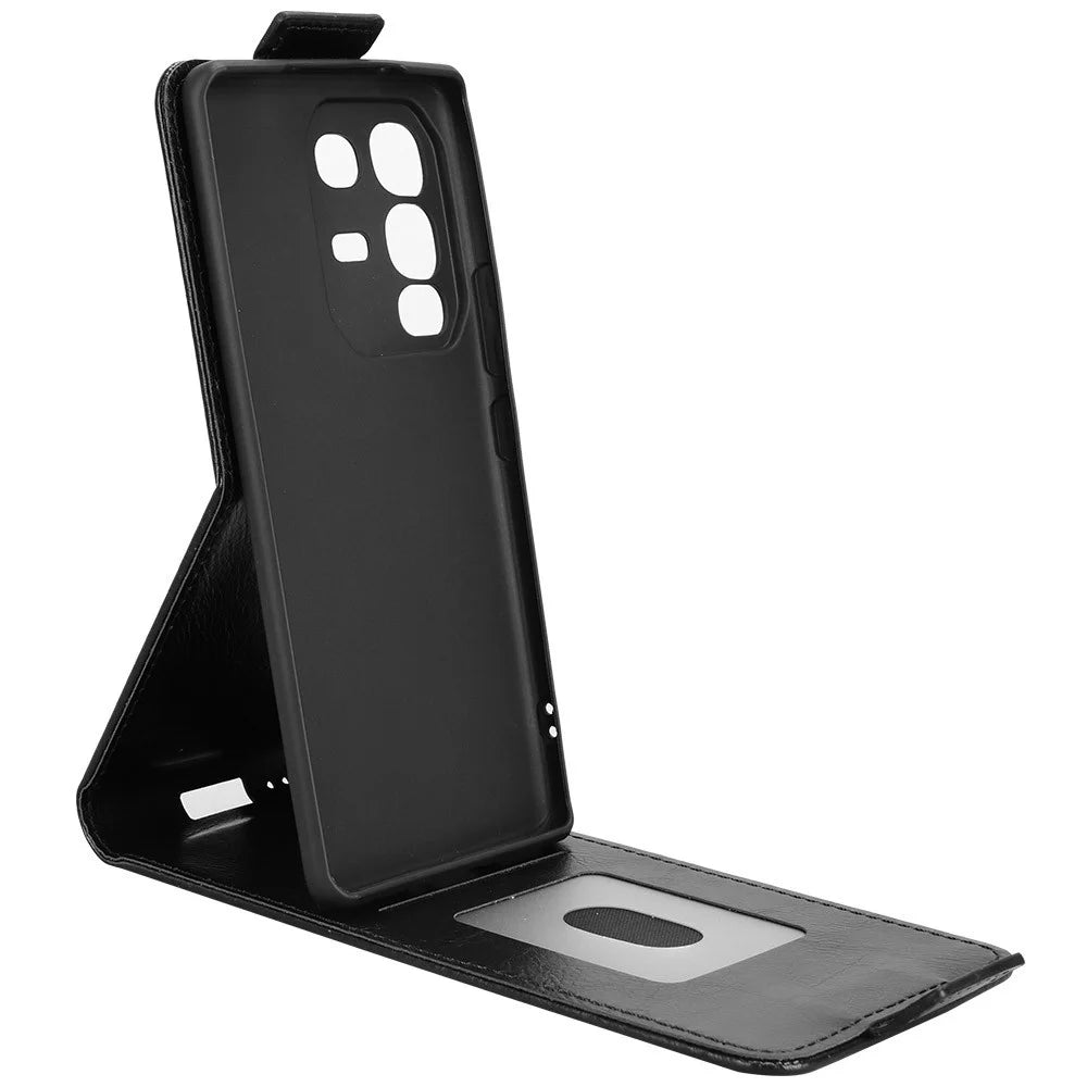 For Infinix Note 50s 5G X6870 Stand Case Magnetic Clasp Vertical Flip Leather Phone Cover with Card Holder - Black - 3
