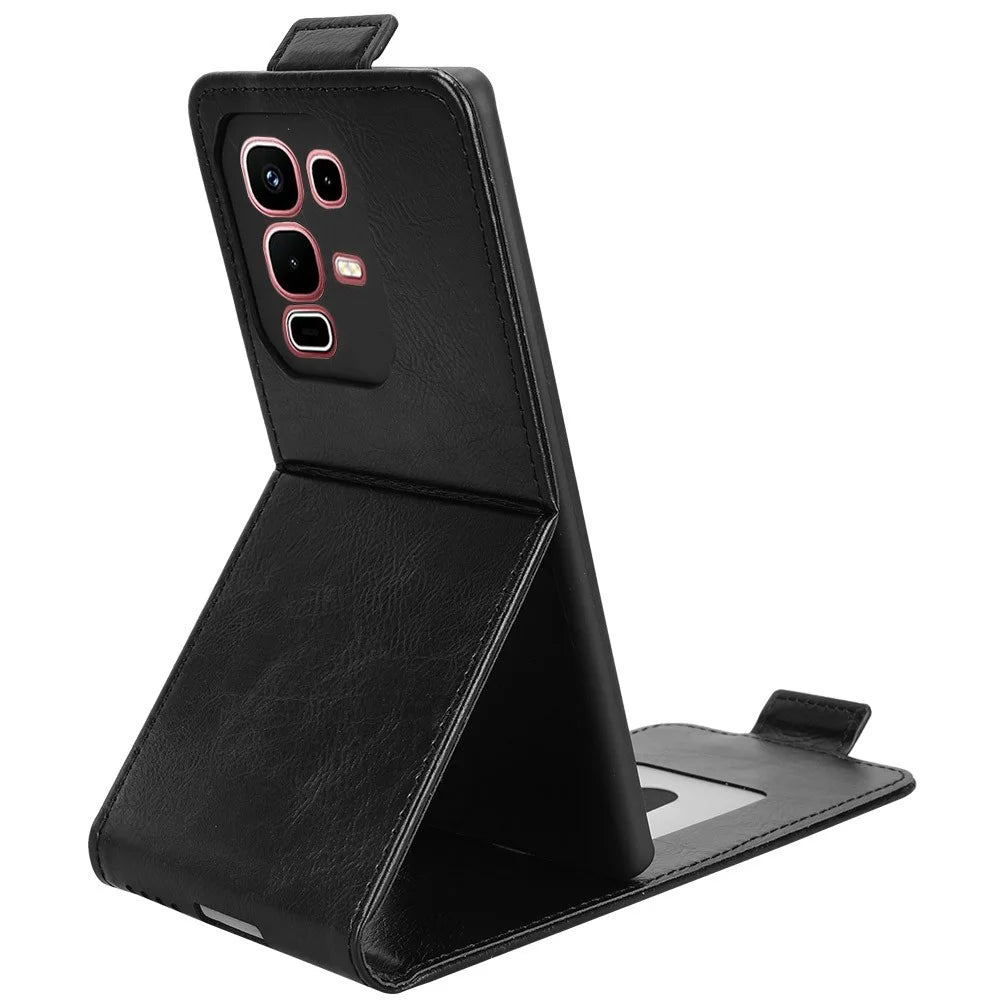 For Infinix Note 50s 5G X6870 Stand Case Magnetic Clasp Vertical Flip Leather Phone Cover with Card Holder - Black - 4