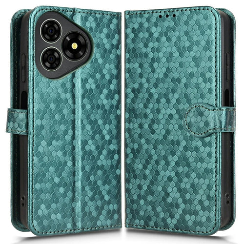 For Ulefone Note 19 Wallet Case Dot Pattern Imprint PU Leather Phone Cover - Green - 1