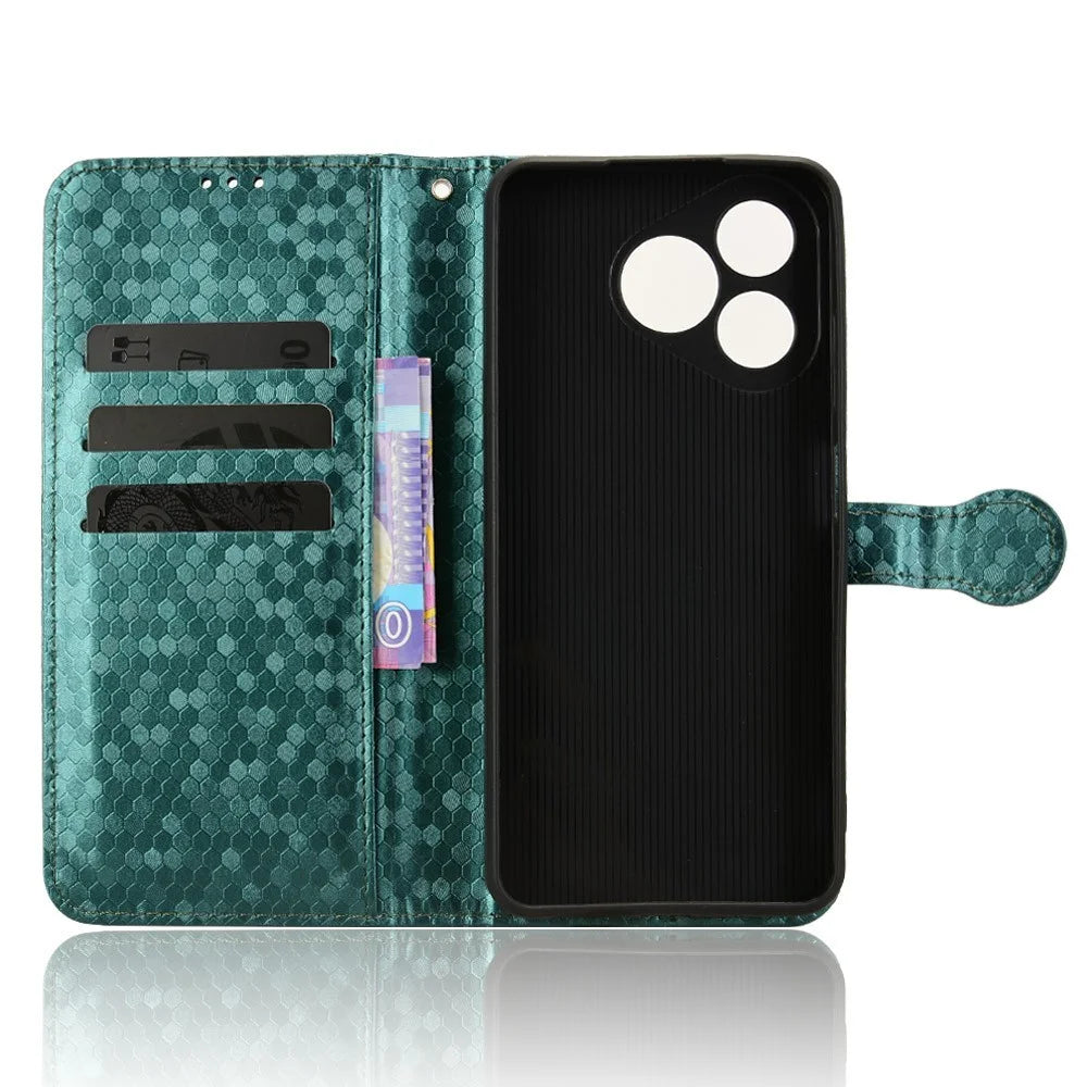 For Ulefone Note 19 Wallet Case Dot Pattern Imprint PU Leather Phone Cover - Green - 4