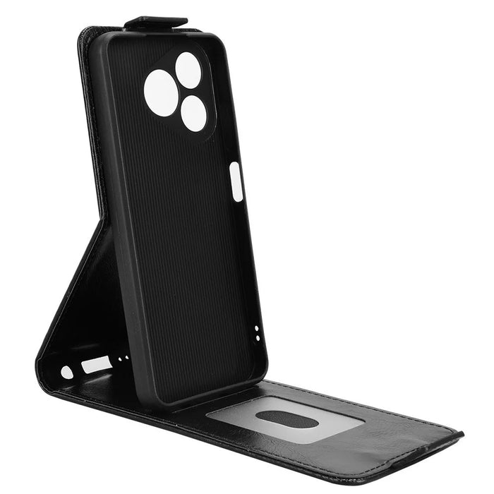 For Ulefone Note 19 Stand Case Magnetic Clasp Vertical Flip Leather Phone Cover with Card Holder - Black - 3