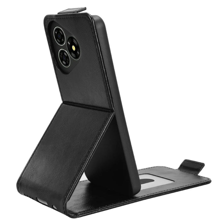 For Ulefone Note 19 Stand Case Magnetic Clasp Vertical Flip Leather Phone Cover with Card Holder - Black - 4
