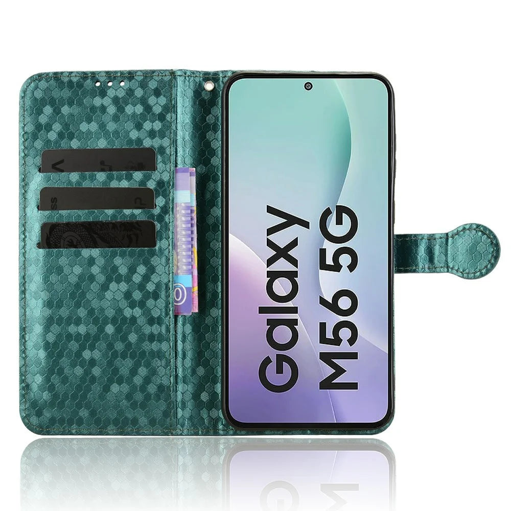 For Samsung Galaxy M56 5G Wallet Case Dot Pattern Imprint PU Leather Phone Cover - Green - 2