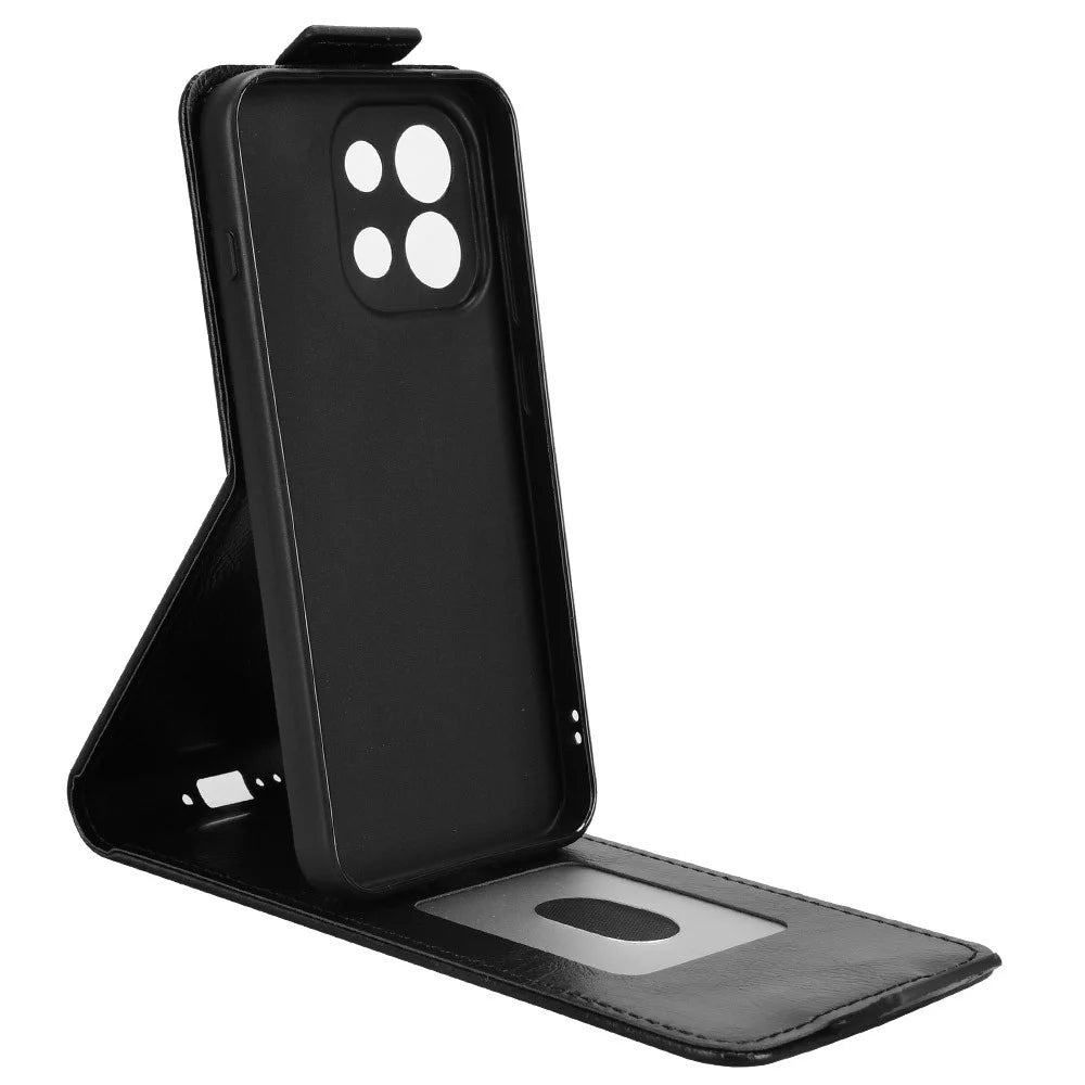 For OnePlus 13T 5G Stand Case Magnetic Clasp Vertical Flip Leather Phone Cover with Card Holder - Black - 3