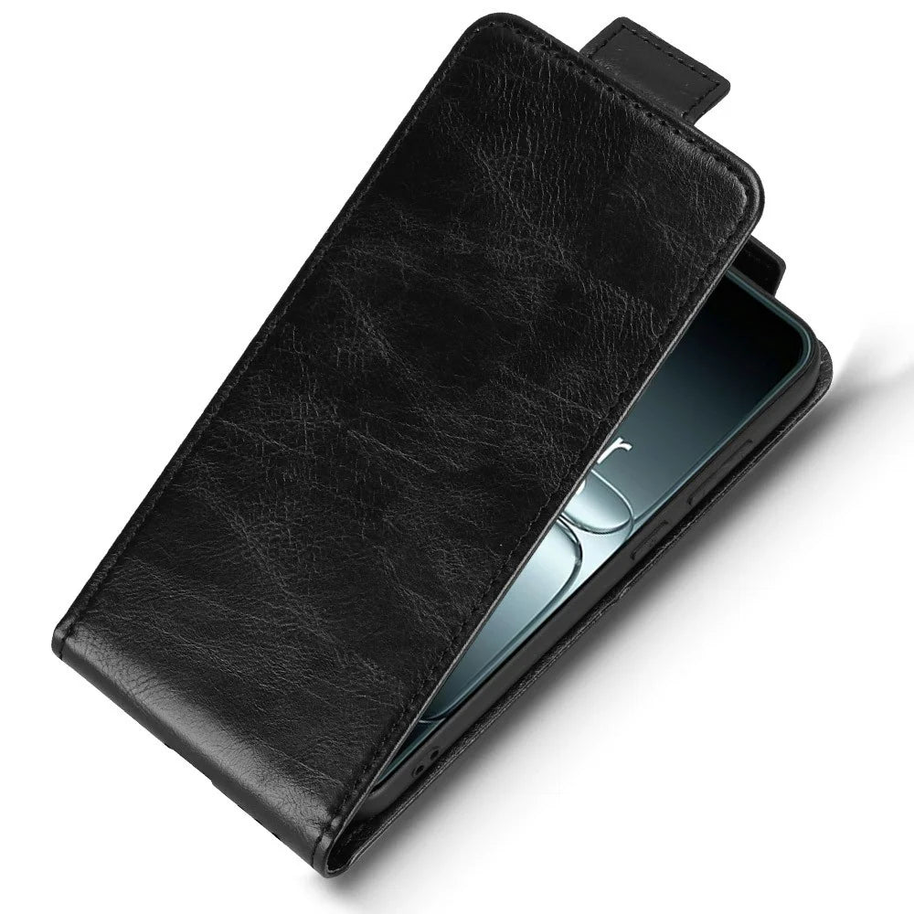 For OnePlus 13T 5G Stand Case Magnetic Clasp Vertical Flip Leather Phone Cover with Card Holder - Black - 5