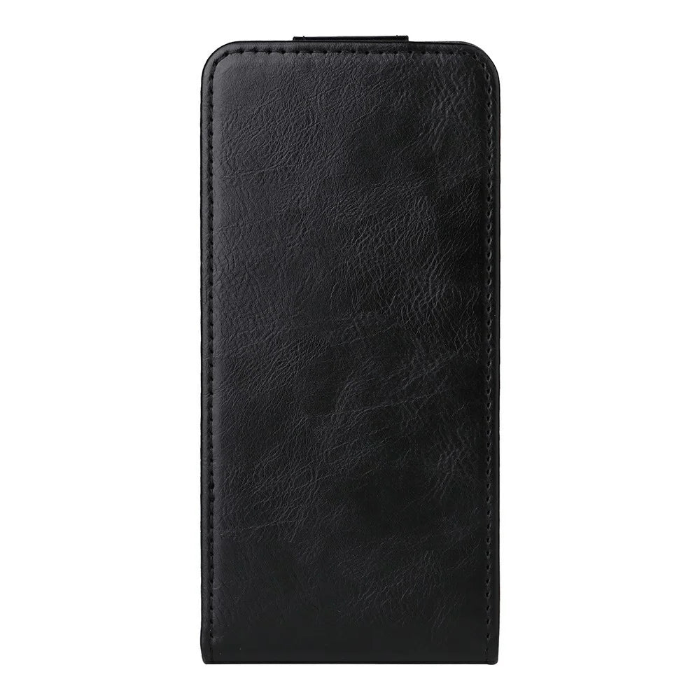 For OnePlus 13T 5G Stand Case Magnetic Clasp Vertical Flip Leather Phone Cover with Card Holder - Black - 6