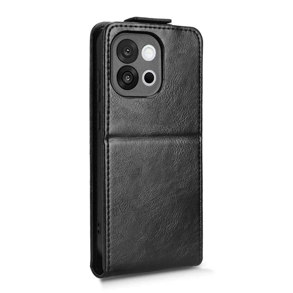 For OnePlus 13T 5G Stand Case Magnetic Clasp Vertical Flip Leather Phone Cover with Card Holder - Black - 7
