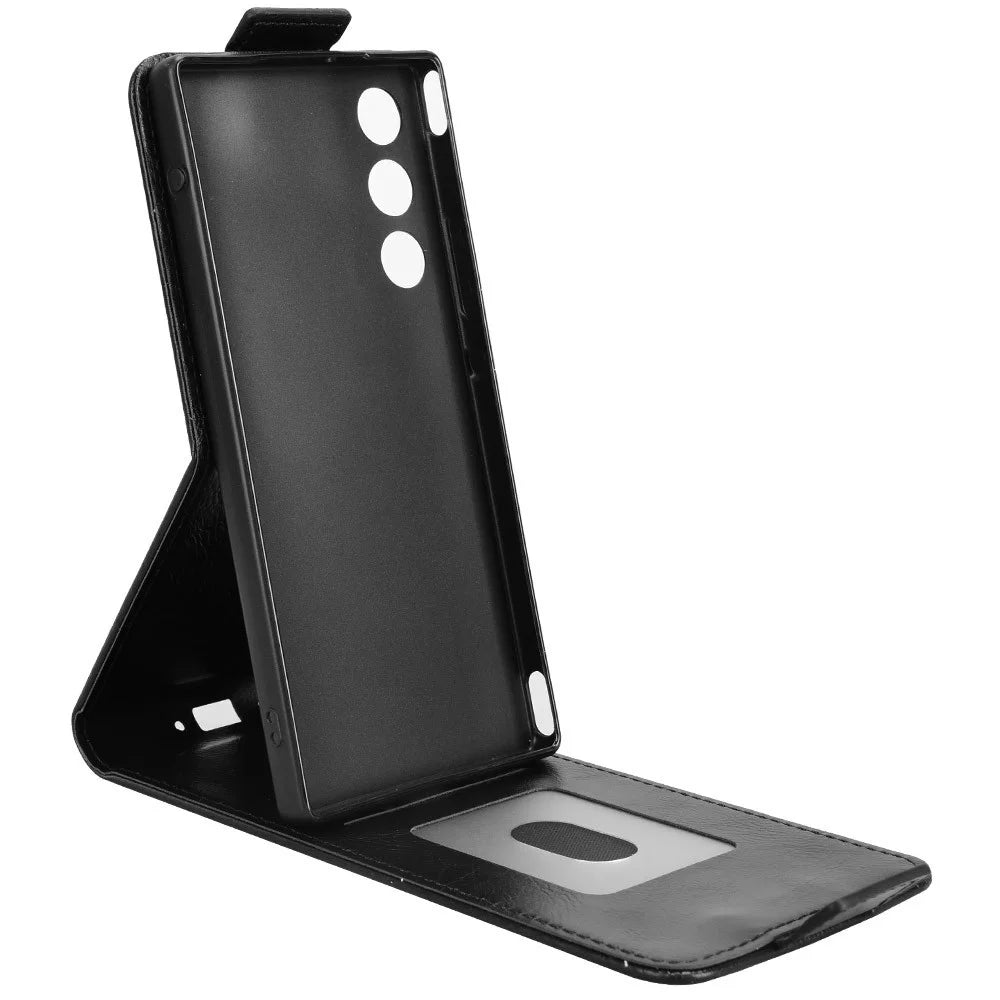 For ZTE nubia Redmagic 10 Air 5G Stand Case Magnetic Clasp Vertical Flip Leather Phone Cover with Card Holder - Black - 3