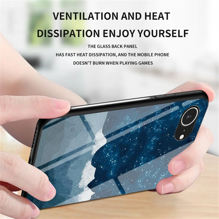 For iPhone 17e / 16e Case Starry Sky Pattern Tempered Glass Phone Cover - Cosmic Starry Sky - 5