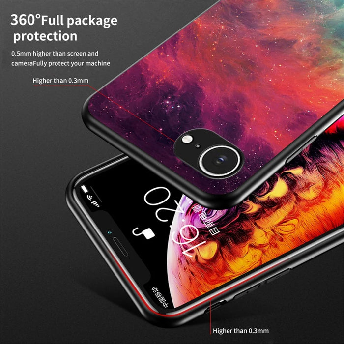 For iPhone 17e / 16e Case Starry Sky Pattern Tempered Glass Phone Cover - Cosmic Starry Sky - 6